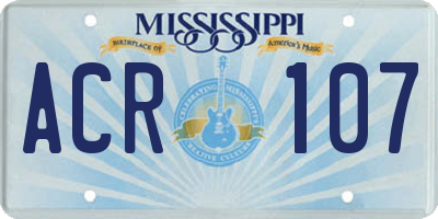 MS license plate ACR107