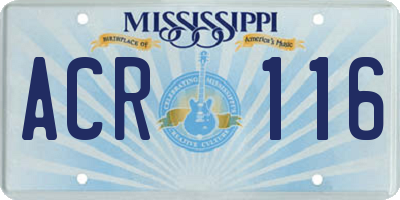 MS license plate ACR116