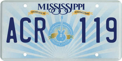 MS license plate ACR119