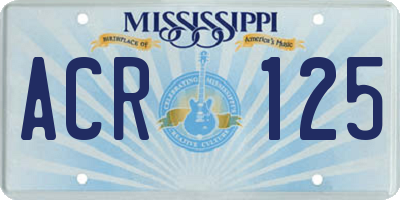 MS license plate ACR125