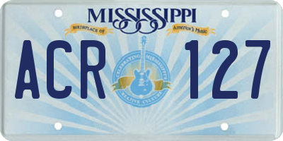 MS license plate ACR127