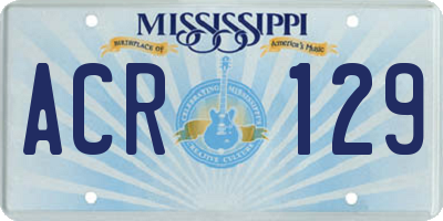 MS license plate ACR129