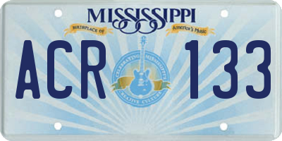 MS license plate ACR133