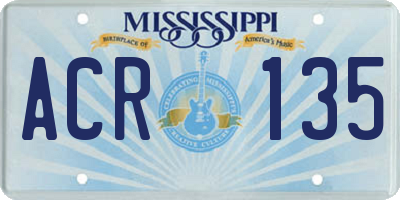 MS license plate ACR135