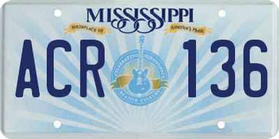 MS license plate ACR136