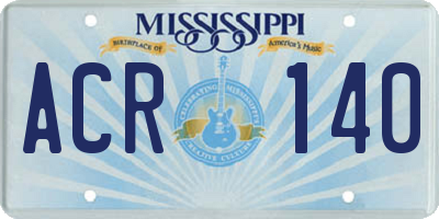 MS license plate ACR140