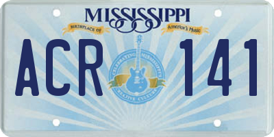 MS license plate ACR141