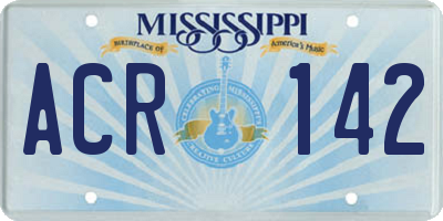 MS license plate ACR142