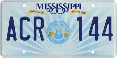 MS license plate ACR144