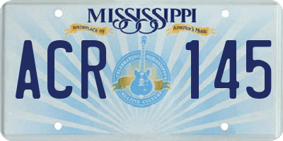 MS license plate ACR145