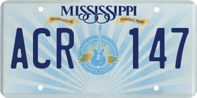 MS license plate ACR147