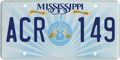 MS license plate ACR149