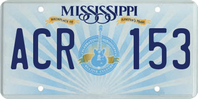 MS license plate ACR153