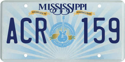 MS license plate ACR159