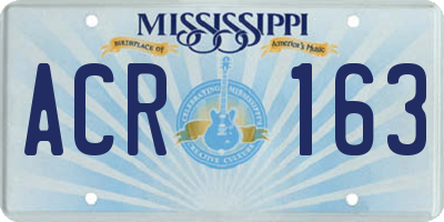 MS license plate ACR163