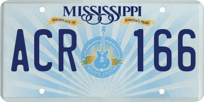 MS license plate ACR166