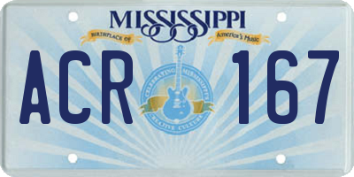MS license plate ACR167