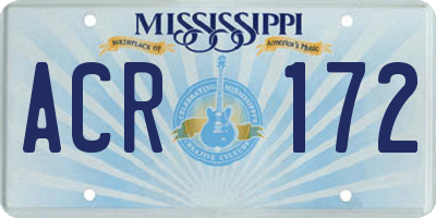 MS license plate ACR172