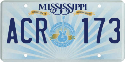 MS license plate ACR173