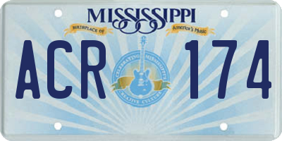 MS license plate ACR174