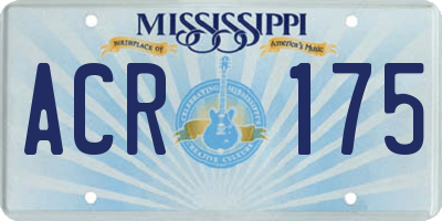 MS license plate ACR175