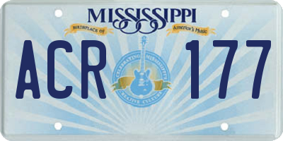 MS license plate ACR177