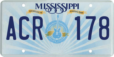 MS license plate ACR178