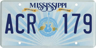 MS license plate ACR179