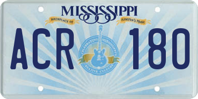 MS license plate ACR180