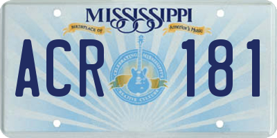 MS license plate ACR181