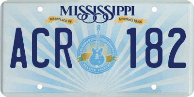 MS license plate ACR182