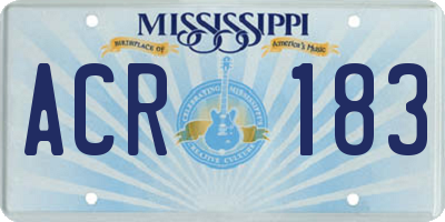 MS license plate ACR183
