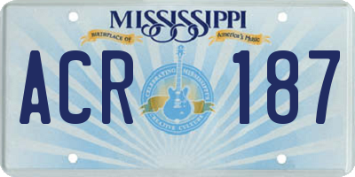 MS license plate ACR187