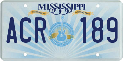 MS license plate ACR189