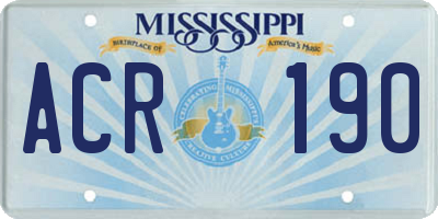 MS license plate ACR190
