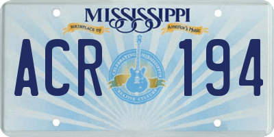 MS license plate ACR194