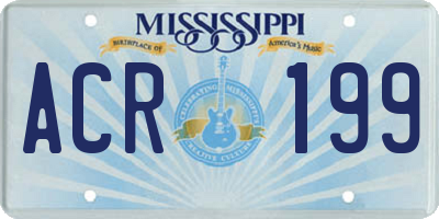 MS license plate ACR199