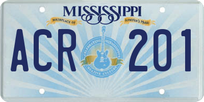 MS license plate ACR201