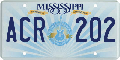MS license plate ACR202