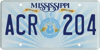 MS license plate ACR204