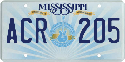 MS license plate ACR205