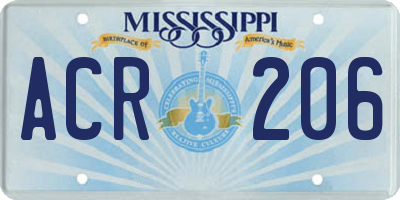 MS license plate ACR206