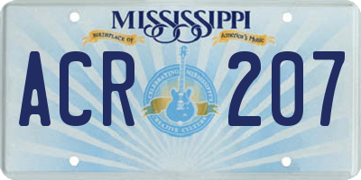MS license plate ACR207