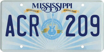 MS license plate ACR209