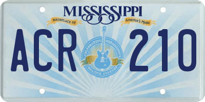 MS license plate ACR210