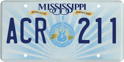 MS license plate ACR211