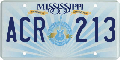 MS license plate ACR213
