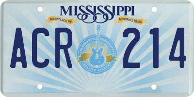 MS license plate ACR214