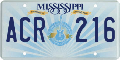 MS license plate ACR216