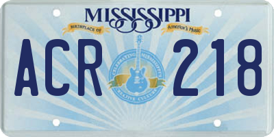 MS license plate ACR218
